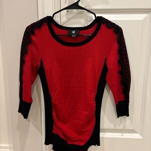 Iz Byer Red and Black Knit Top